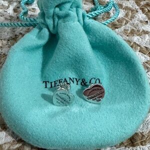 Tiffany & Co. Silver and Pink Heart Earrings